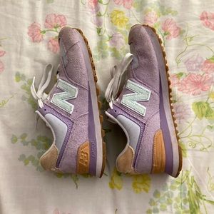 Purple and blue new balance 574.